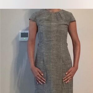H&M Grey Textured Midi Sheath Dress